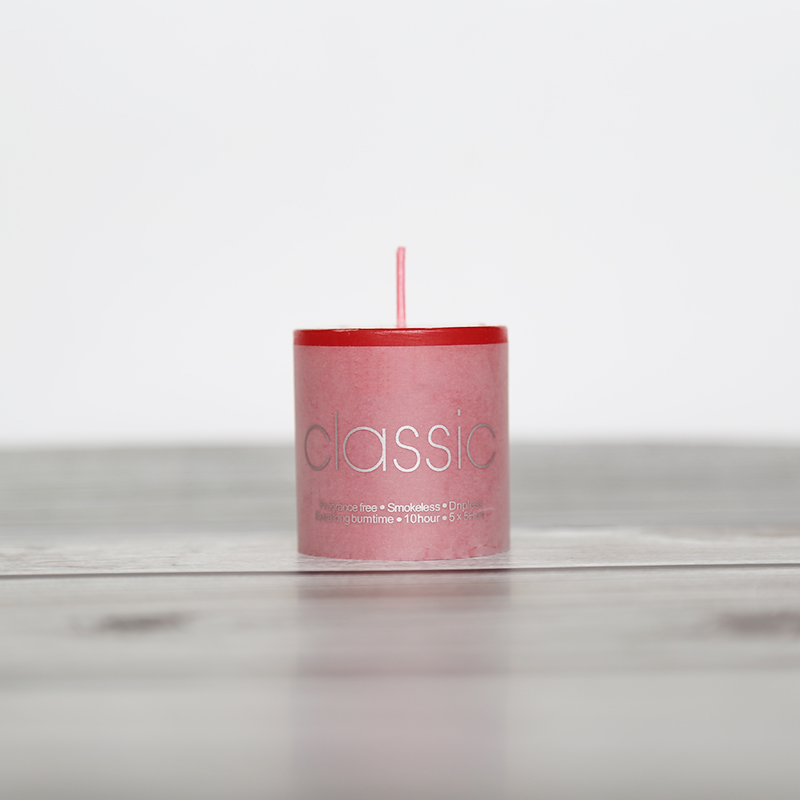 Private label red scented pillar candles UK with different sizes and customized own brand packaging box